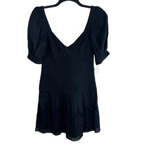 Catherine‎ Malandrino Dress Women's 10 Black Drop Waist Embroidered Puff NWT